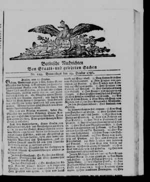 Berlinische Nachrichten von Staats- und gelehrten Sachen vom 19.10.1786