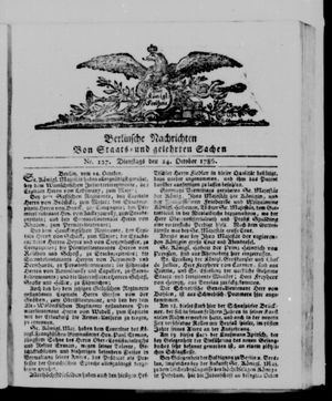 Berlinische Nachrichten von Staats- und gelehrten Sachen vom 24.10.1786