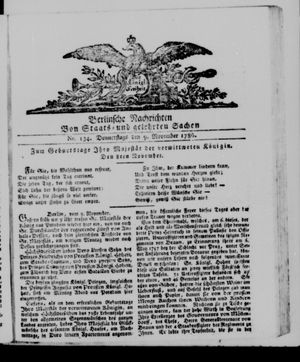 Berlinische Nachrichten von Staats- und gelehrten Sachen vom 09.11.1786