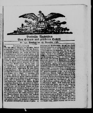 Berlinische Nachrichten von Staats- und gelehrten Sachen vom 28.11.1786