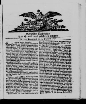 Berlinische Nachrichten von Staats- und gelehrten Sachen on Dec 7, 1786