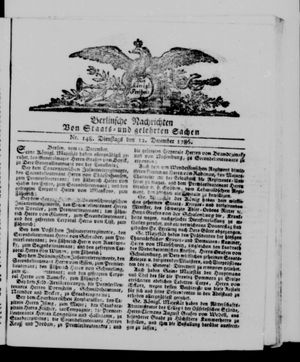 Berlinische Nachrichten von Staats- und gelehrten Sachen vom 12.12.1786