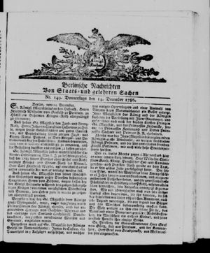 Berlinische Nachrichten von Staats- und gelehrten Sachen vom 14.12.1786