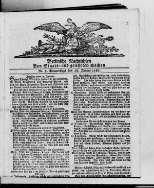 Berlinische Nachrichten von Staats- und gelehrten Sachen vom 18.01.1787