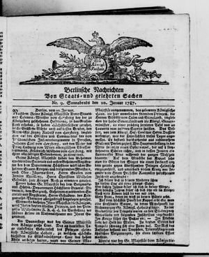 Berlinische Nachrichten von Staats- und gelehrten Sachen vom 20.01.1787