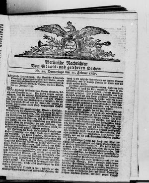 Berlinische Nachrichten von Staats- und gelehrten Sachen vom 15.02.1787
