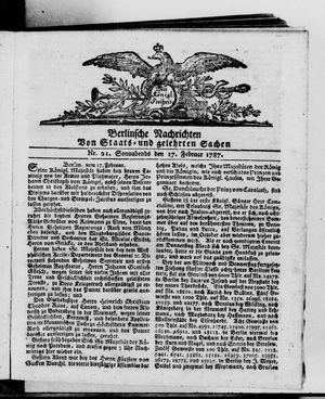 Berlinische Nachrichten von Staats- und gelehrten Sachen vom 17.02.1787