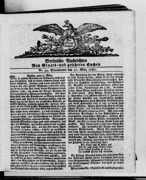 Berlinische Nachrichten von Staats- und gelehrten Sachen vom 31.03.1787