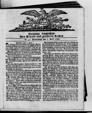 Berlinische Nachrichten von Staats- und gelehrten Sachen vom 05.04.1787
