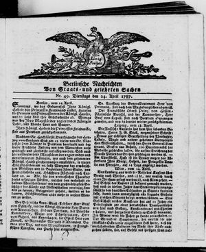 Berlinische Nachrichten von Staats- und gelehrten Sachen vom 24.04.1787