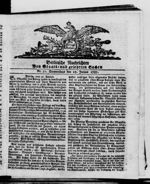 Berlinische Nachrichten von Staats- und gelehrten Sachen vom 28.06.1787