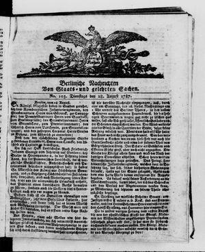Berlinische Nachrichten von Staats- und gelehrten Sachen vom 28.08.1787