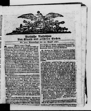 Berlinische Nachrichten von Staats- und gelehrten Sachen vom 30.08.1787