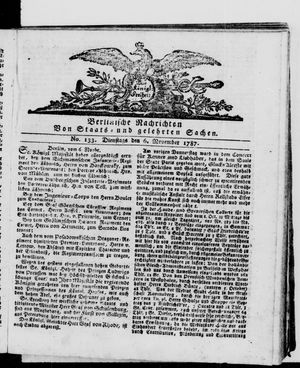 Berlinische Nachrichten von Staats- und gelehrten Sachen vom 06.11.1787