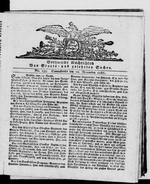 Berlinische Nachrichten von Staats- und gelehrten Sachen vom 10.11.1787