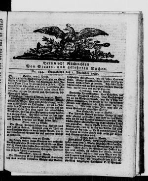 Berlinische Nachrichten von Staats- und gelehrten Sachen vom 01.12.1787