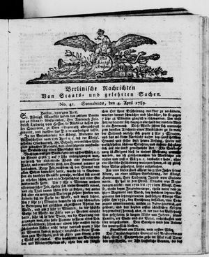 Berlinische Nachrichten von Staats- und gelehrten Sachen vom 04.04.1789
