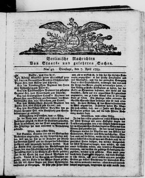 Berlinische Nachrichten von Staats- und gelehrten Sachen vom 07.04.1789