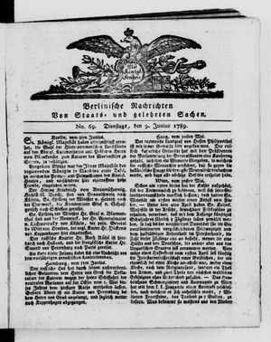 Berlinische Nachrichten von Staats- und gelehrten Sachen vom 09.06.1789