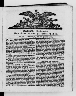 Berlinische Nachrichten von Staats- und gelehrten Sachen vom 11.06.1789