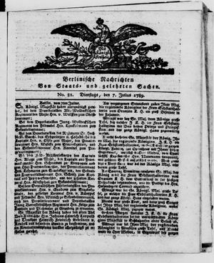 Berlinische Nachrichten von Staats- und gelehrten Sachen on Jul 7, 1789