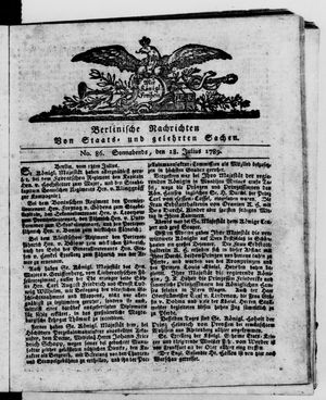 Berlinische Nachrichten von Staats- und gelehrten Sachen on Jul 18, 1789