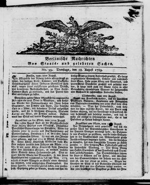Berlinische Nachrichten von Staats- und gelehrten Sachen vom 18.08.1789