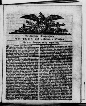 Berlinische Nachrichten von Staats- und gelehrten Sachen vom 25.08.1789