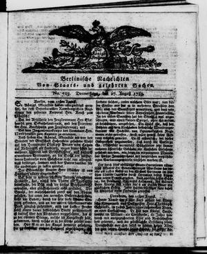 Berlinische Nachrichten von Staats- und gelehrten Sachen vom 27.08.1789