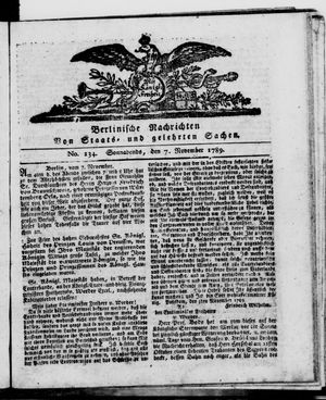 Berlinische Nachrichten von Staats- und gelehrten Sachen vom 07.11.1789