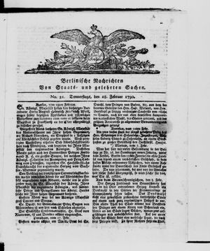 Berlinische Nachrichten von Staats- und gelehrten Sachen vom 18.02.1790