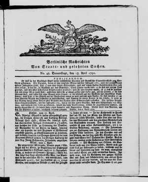 Berlinische Nachrichten von Staats- und gelehrten Sachen vom 15.04.1790