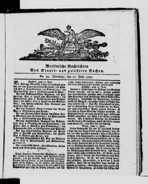 Berlinische Nachrichten von Staats- und gelehrten Sachen vom 27.07.1790