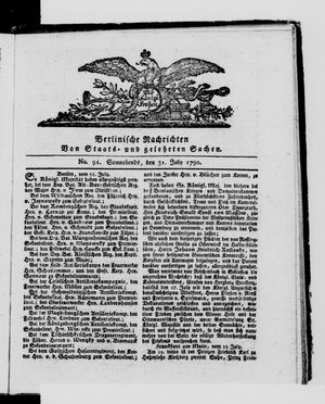 Berlinische Nachrichten von Staats- und gelehrten Sachen vom 31.07.1790