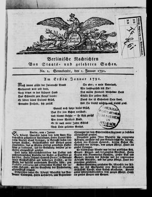 Berlinische Nachrichten von Staats- und gelehrten Sachen vom 01.01.1791