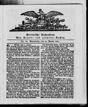 Berlinische Nachrichten von Staats- und gelehrten Sachen vom 22.01.1791