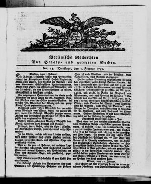 Berlinische Nachrichten von Staats- und gelehrten Sachen vom 01.02.1791