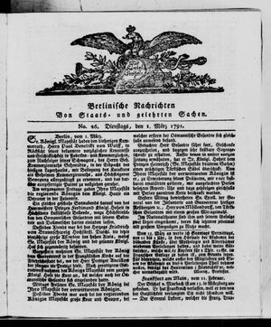 Berlinische Nachrichten von Staats- und gelehrten Sachen vom 01.03.1791