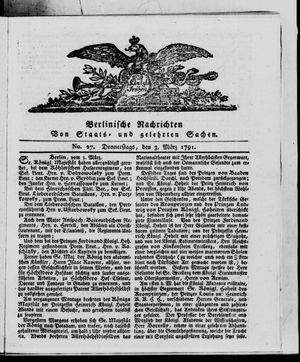 Berlinische Nachrichten von Staats- und gelehrten Sachen vom 03.03.1791