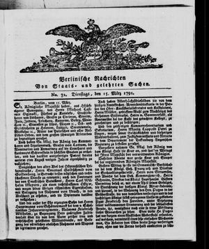 Berlinische Nachrichten von Staats- und gelehrten Sachen vom 15.03.1791