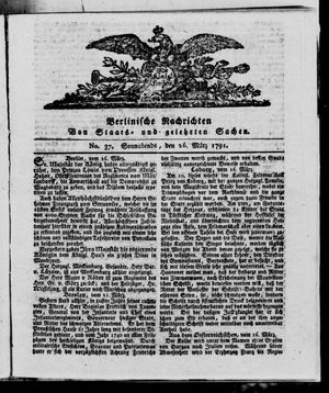 Berlinische Nachrichten von Staats- und gelehrten Sachen vom 26.03.1791