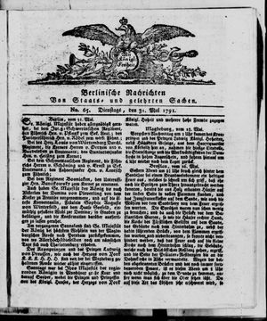 Berlinische Nachrichten von Staats- und gelehrten Sachen vom 31.05.1791