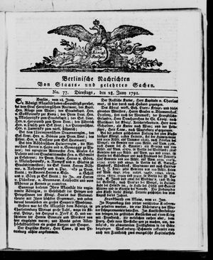 Berlinische Nachrichten von Staats- und gelehrten Sachen vom 28.06.1791