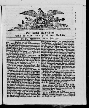 Berlinische Nachrichten von Staats- und gelehrten Sachen vom 16.07.1791