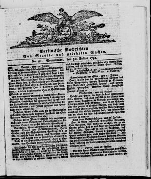 Berlinische Nachrichten von Staats- und gelehrten Sachen vom 30.07.1791