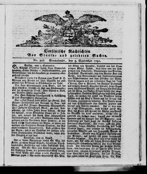 Berlinische Nachrichten von Staats- und gelehrten Sachen vom 03.09.1791