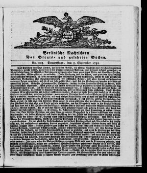 Berlinische Nachrichten von Staats- und gelehrten Sachen vom 08.09.1791