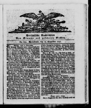 Berlinische Nachrichten von Staats- und gelehrten Sachen vom 10.09.1791
