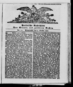 Berlinische Nachrichten von Staats- und gelehrten Sachen vom 08.10.1791
