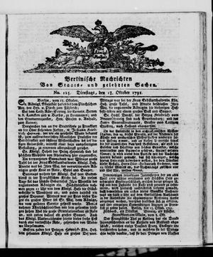 Berlinische Nachrichten von Staats- und gelehrten Sachen vom 18.10.1791